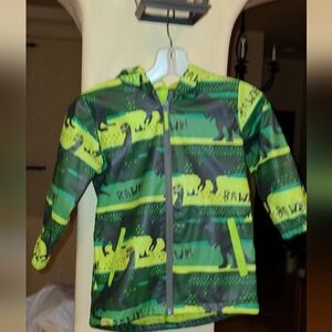 Western Chief Green Dinosaur Rain Jacket coat Waterproof Boy Kids Sz 5